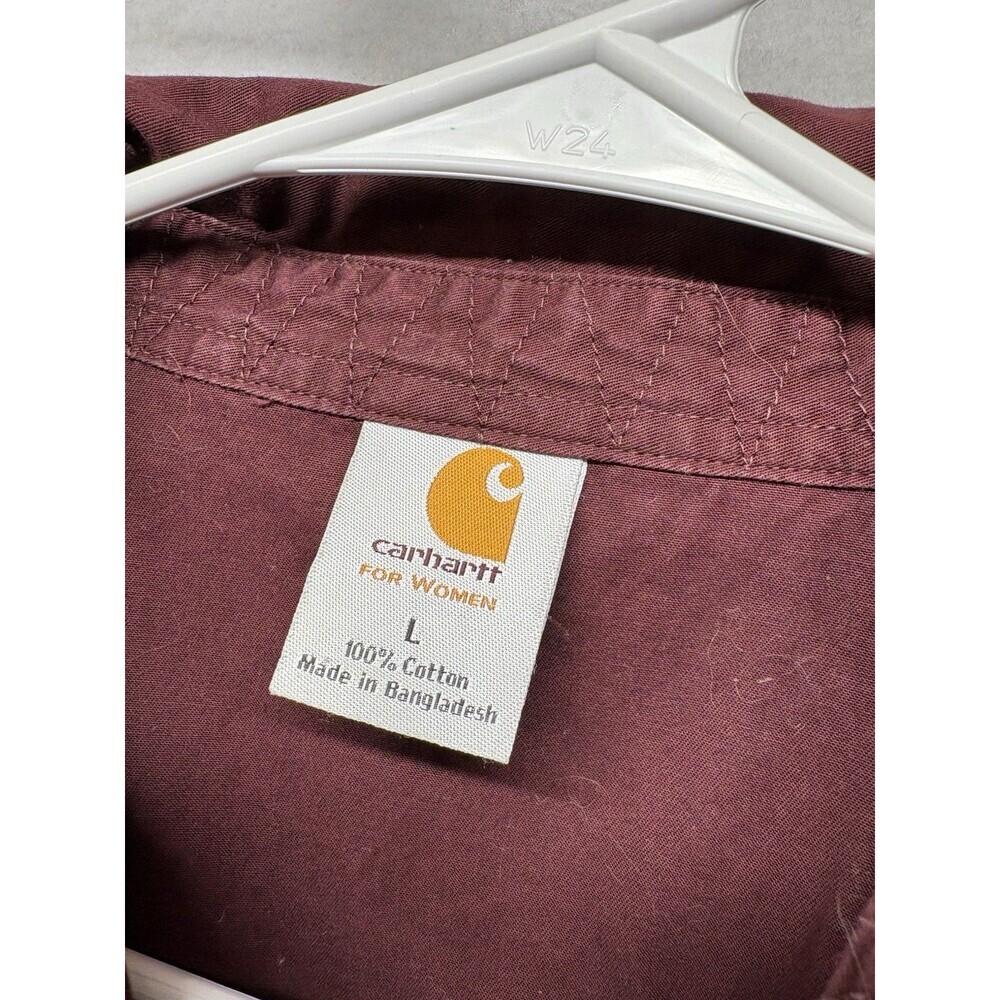 Carhartt  Burgundy Pearl Snap Long Sleeve Shirt Size L Large Country Western - Picture 2 of 4